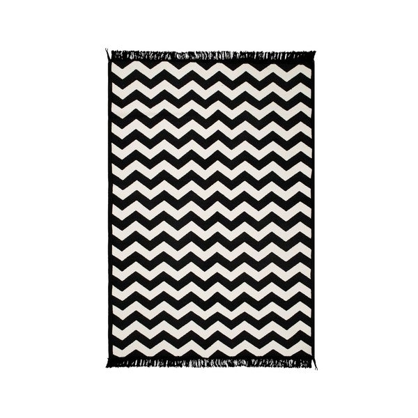 Черно-бял двустранен килим Zig Zag, 140 x 215 cm - Cihan Bilisim Tekstil