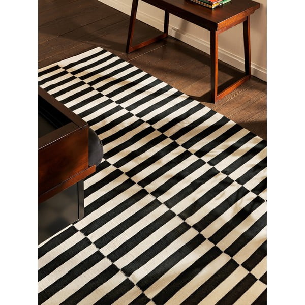 Черно-бял двустранен ръчно изработен вълнен килим 200x300 cm Donna – Hanse Home-image-3