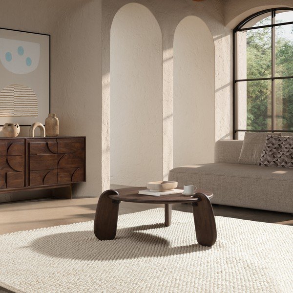 Тъмнокафява кръгла масичка за кафе от масивно манго ø 80 cm Tamira – MOME-image-1