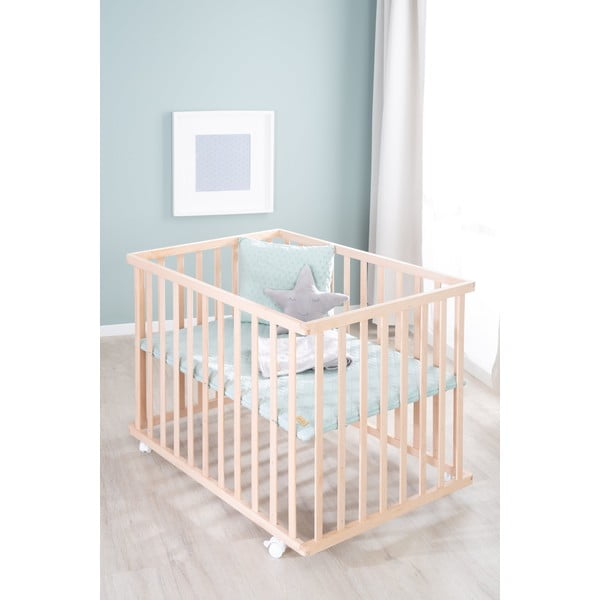 Кошара за игра с регулируема височина/на колелца 75x100 cm в естествен цвят Style – Roba-image-1