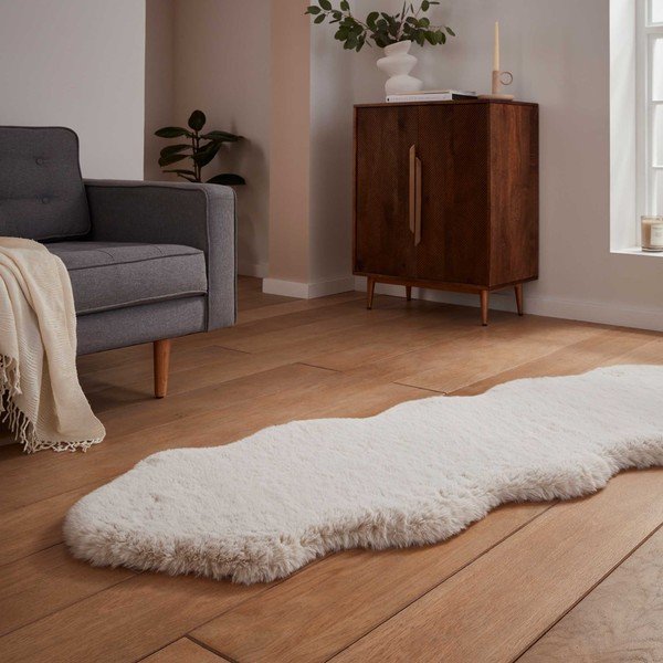 Кремава синтетична пътека 60x180 cm Super Teddy – Think Rugs-image-2