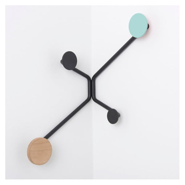 Черна ъглова закачалка за стена с детайли в ментово зелено Hook - Gazzda-image-2