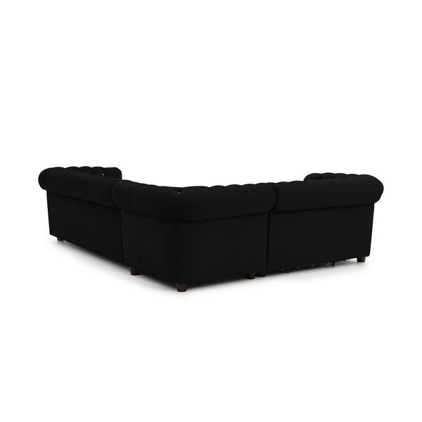 Черен кадифен сгъваем ъглов диван (ляв ъгъл/L форма) York Blik – Ropez-image-3