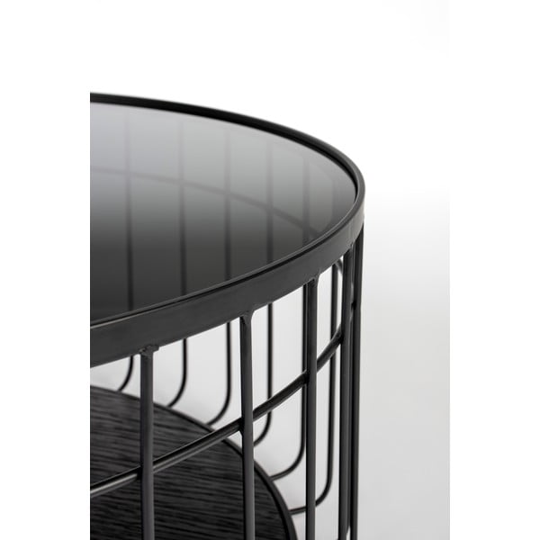 Черна масичка за кафе със стъклен плот, ø 60 cm Lance - White Label-image-1