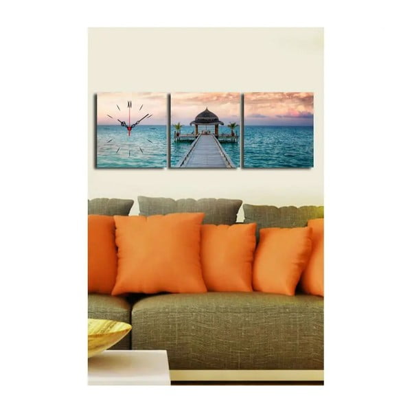 Картинен часовник На кея, 90 x 28 cm - Wallity-image-1