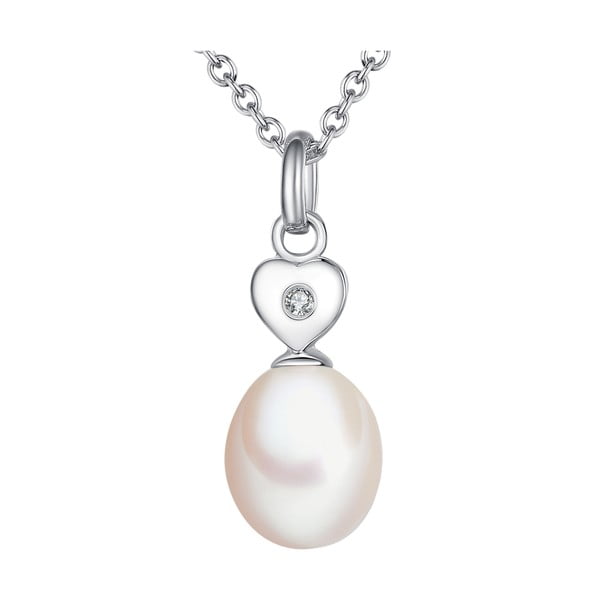 Stříbrný náhrdelník s pravým diamantem a perlou Tess Diamonds Miranda, délka 50 cm