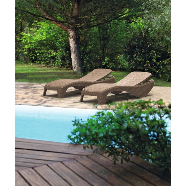 Кафяв пластмасов градински шезлонг Atlantic – Keter-image-1