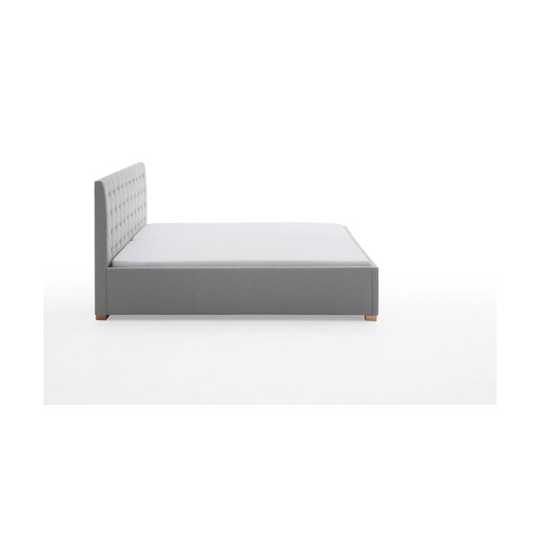Светлосиво двойно легло 180x200 cm тапицирано без ламелно дъно Malia – Meise Möbel-image-3
