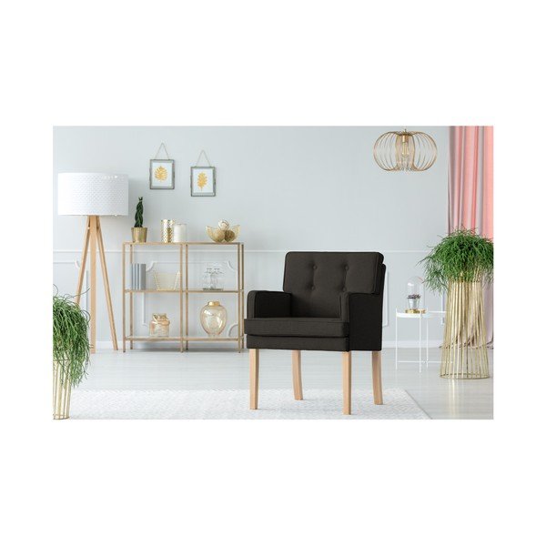 Černé křeslo s područkami  Micadoni Home Mista-image-3