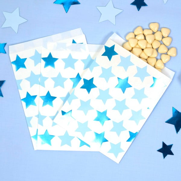 Комплект от 25 хартиени торбички за бонбони Little Star Blue - Neviti