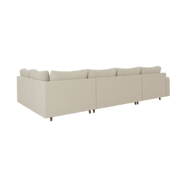 Кремав ъглов диван от рипсено кадифе (ляв ъгъл/"U" форма) Ariella – Ropez-image-2