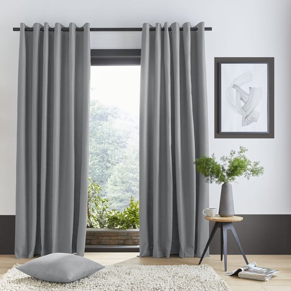 Сиви завеси в комплект от 2 бр. 229x168 cm Pinsonic - Catherine Lansfield-image-1