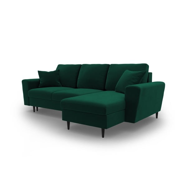 Зелен кадифен разтегателен ъглов диван с място за съхранение Kyoto – Cosmopolitan Design-image-4