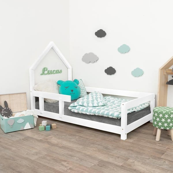 Бяло дървено детско легло , 90 x 200 cm Poppi - Benlemi