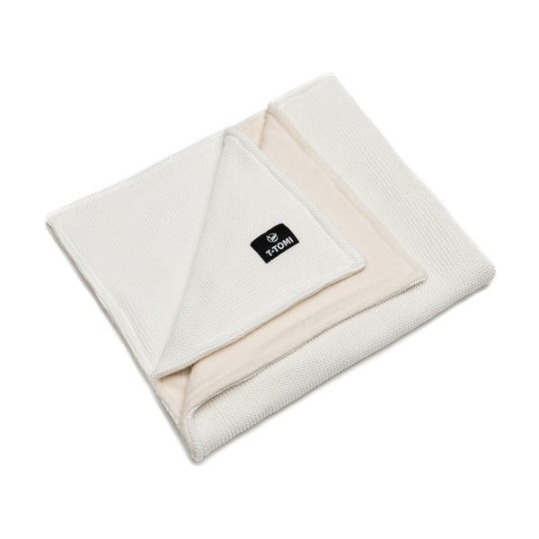 Бяло и бежово плетено бебешко одеяло със съдържание на памук , 80 x 100 cm Winter waves - T-TOMI