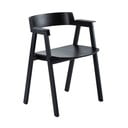 Черен трапезен стол с подлакътници от масивен дъб Flip – Gazzda