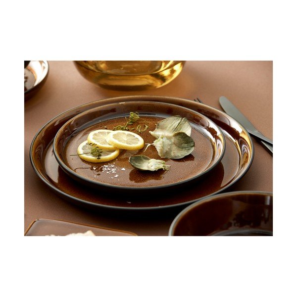 Черна/в кехлибарен цвят десертна глинена чиния ø 21 cm Gastro Black/Amber – Bitz-image-1