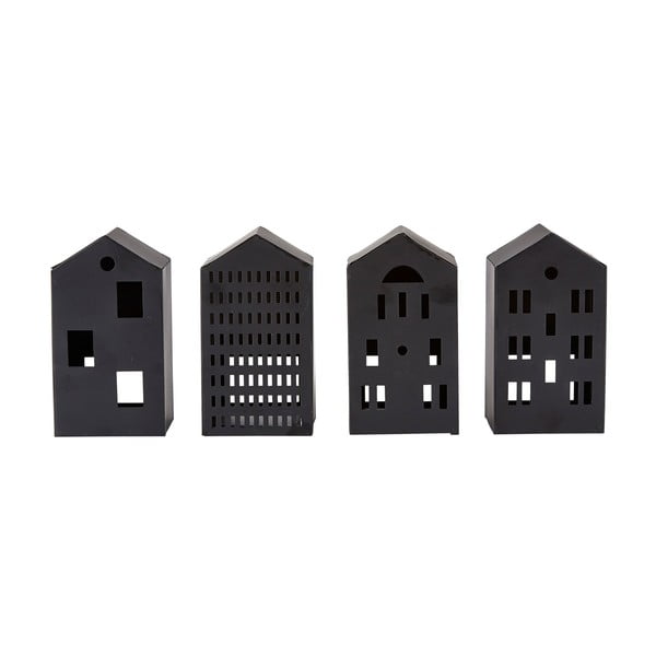 Комплект от 4 черни фигурки във формата на къща - Villa Collection