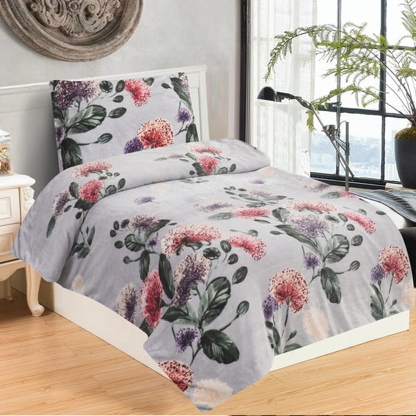 Светлосиво единично  спално бельо от микроплюш 140x200 cm Margot – My House