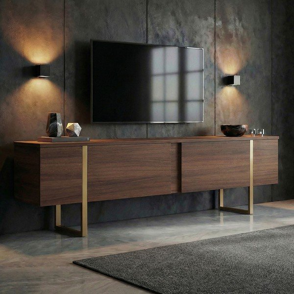 Маса за телевизор от декор от орех в тъмно естествен цвят 180x50x30 cm Onera – Kalune Design-image-1