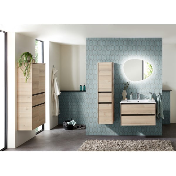 Шкаф за баня от декор от бор в естествен цвят 146x35 cm Quickset 393 – Pelipal-image-1