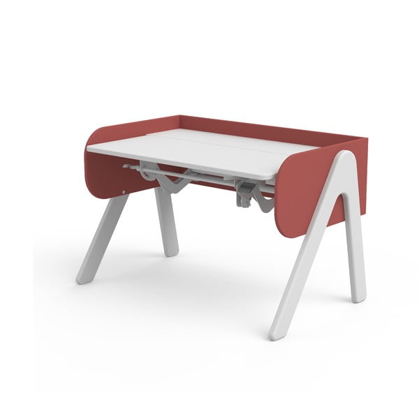 Червено-бяло бюро от борова дървесина с регулируема височина Woody - Flexa