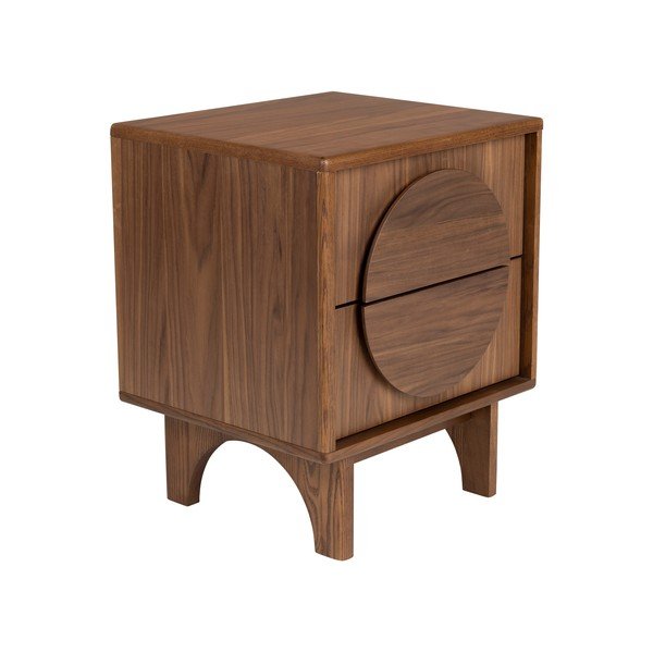 Кафяво нощно шкафче от декор от орех Groove – Zuiver-image-2