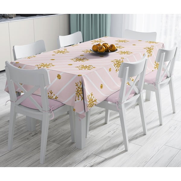 Коледна покривка за маса със смес от памук Golden , 140 x 180 cm Snowflakes - Minimalist Cushion Covers