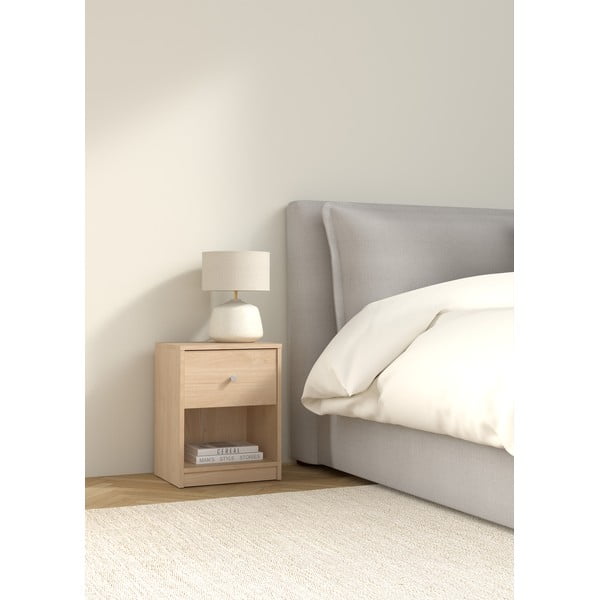 Нощно шкафче в дъбов декор с рафтове May - Tvilum-image-1