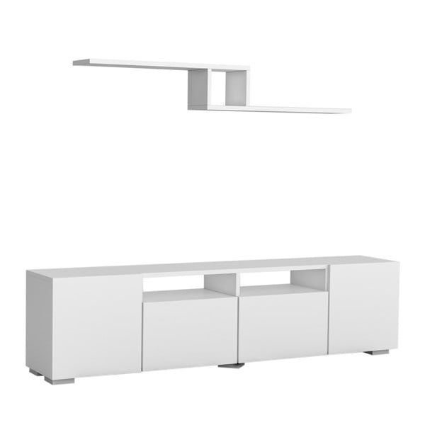 Комплект от бяла маса за телевизор и стенен рафт Bellini - Kalune Design