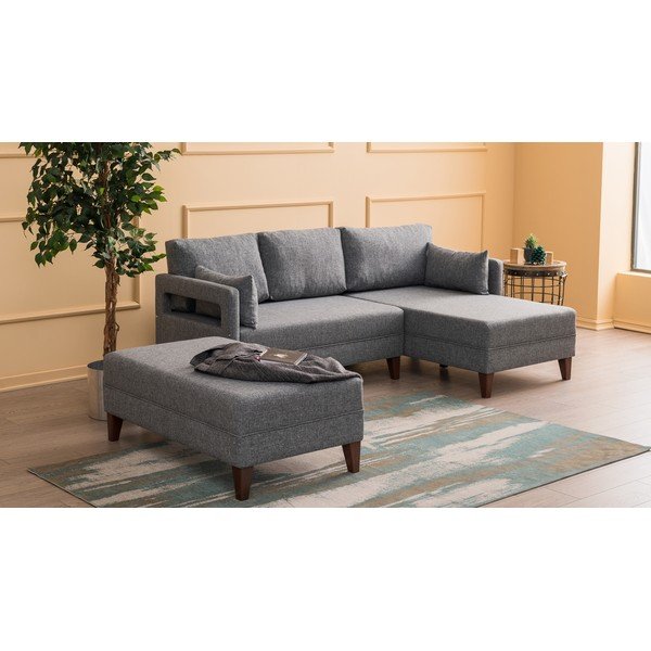 Сив разтегателен диван Emma, десен ъгъл Comfort - Balcab Home-image-1