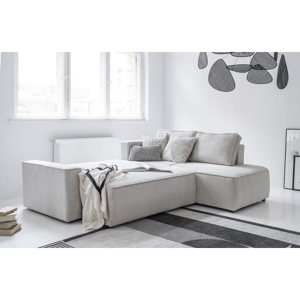 Бял разтегателен ъглов диван от рипсено кадифе (десен ъгъл) Brave Dave – Miuform-image-4