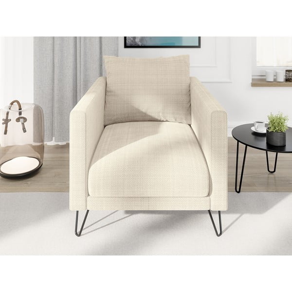 Кремаво шенилово кресло Freya – Ropez-image-1