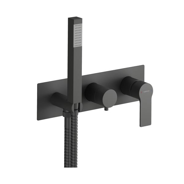 Матово-черна вградена душ батерия (2 изхода) Pax – Sapho-image-1