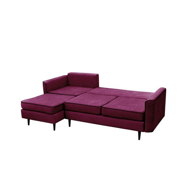 Fialová rozkládací pohovka s černými nohami Mazzini Sofas Dragonfly, levý roh-image-4