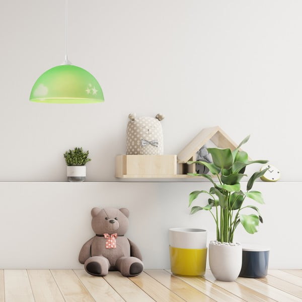 Зелена детска лампа със стъклен абажур ø 30 cm Day & Night - LAMKUR-image-1