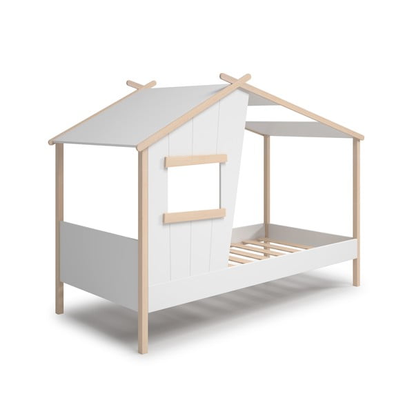 Бяло детско легло тип къща от масивен бор 90x190 cm Luba – Marckeric-image-3