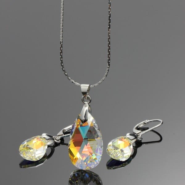 Set náhrdelníku a náušnic Yasmine Clear Crystal-image-1