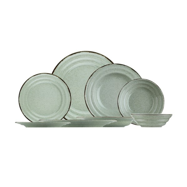 Комплект зелени порцеланови чинии от 24 части Basis - Kütahya Porselen