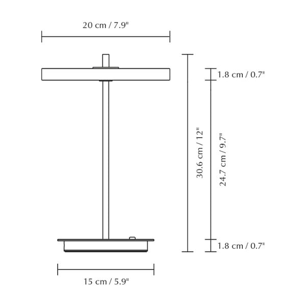 Черно-бяла метална LED настолна лампа с метален абажур (височина 31 cm) Asteria Move – UMAGE-image-4