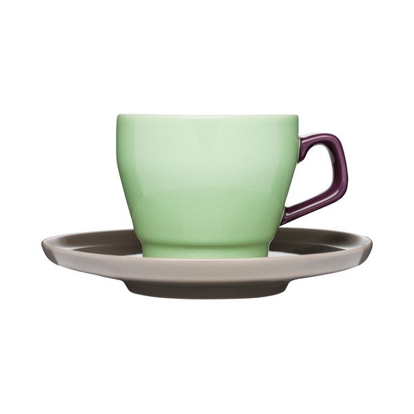 Šálek s podšálkem Sagaform Pop, zelený/hnědý