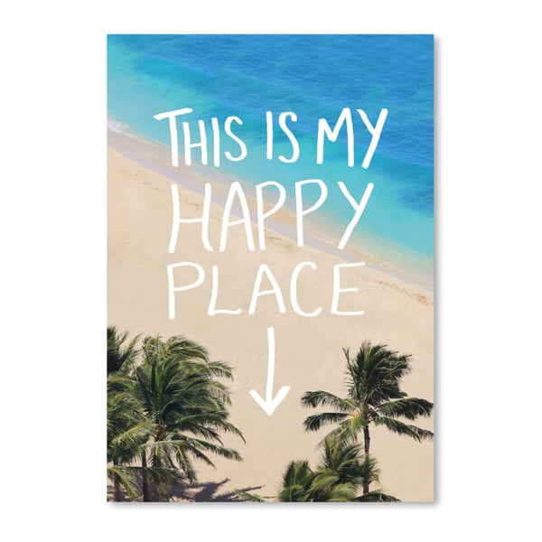 Плакат Happy Place Hawaii, 42 x 30 cm - Americanflat