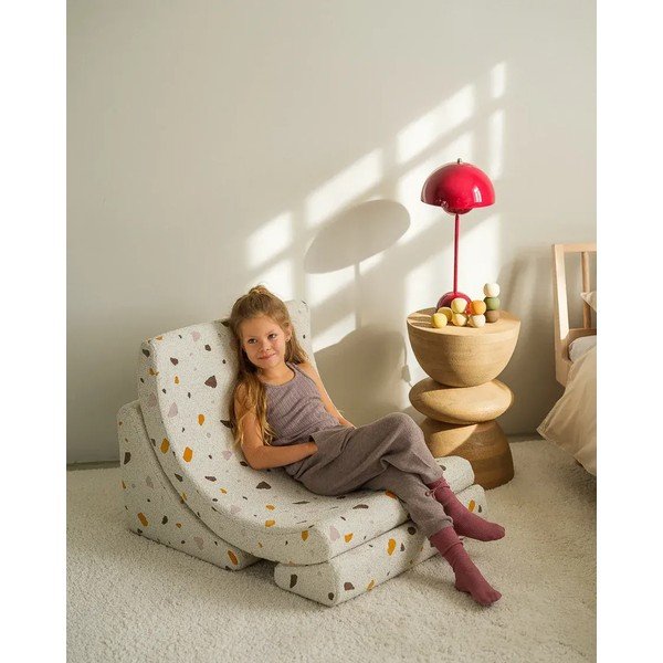 Бял детски стол от букле и шенил Terrazzo Moon – Wigiwama-image-2