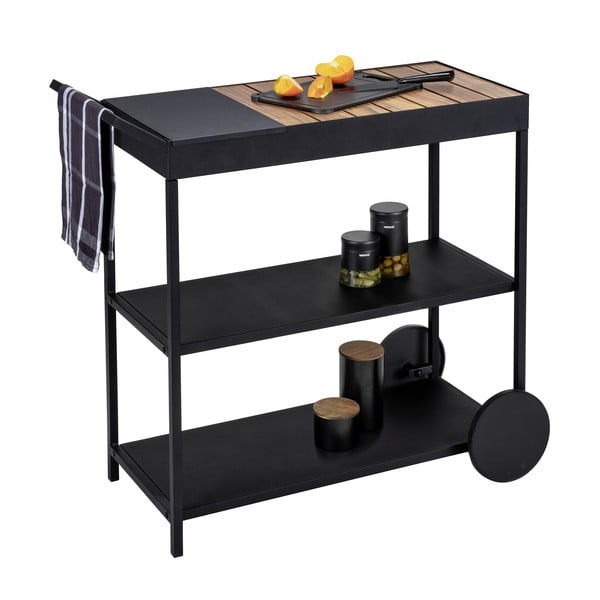 Маса за сервиране на колелца с акациев плот 40x80 cm Miro - Wenko-image-2