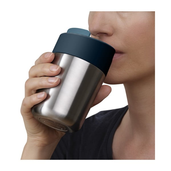 Чаша за пътуване в тъмно синьо лъскаво сребро 340 ml Sipp - Joseph Joseph-image-3