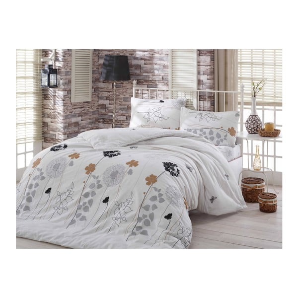 Бяло спално бельо със смес от памук за единично легло , 140 x 200 cm Atlantis - Mijolnir