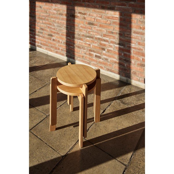 Табуретка от дъбова дървесина Always - Hübsch-image-1