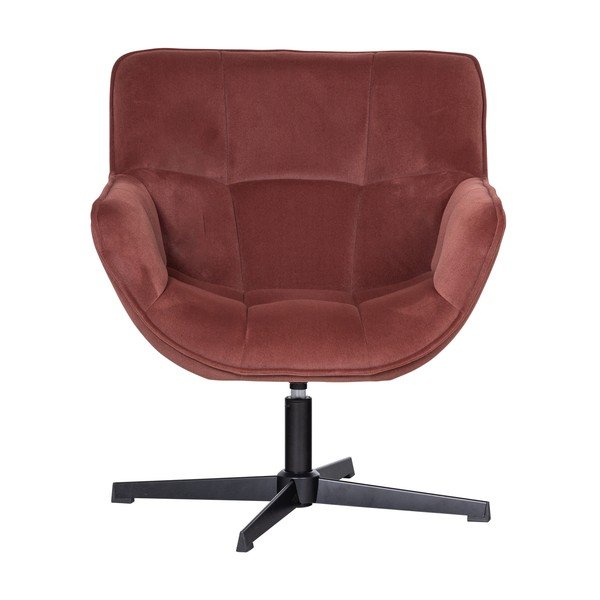 Теракотено въртящо се кадифено кресло Wibo – WOOOD-image-2