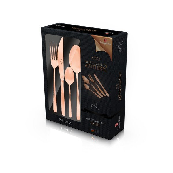 Прибори за хранене от неръждаема стомана 24 бр. Rosegold Metallic Line - BerlingerHaus-image-3