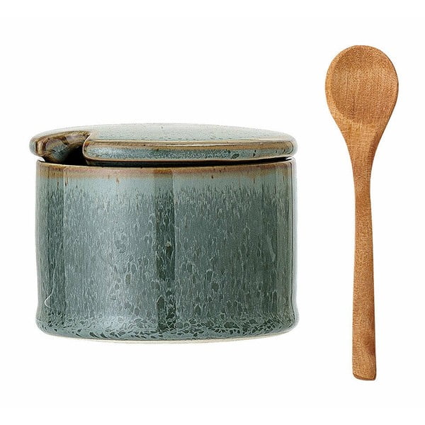 Зелен буркан от керамика с лъжица Pixie - Bloomingville-image-2